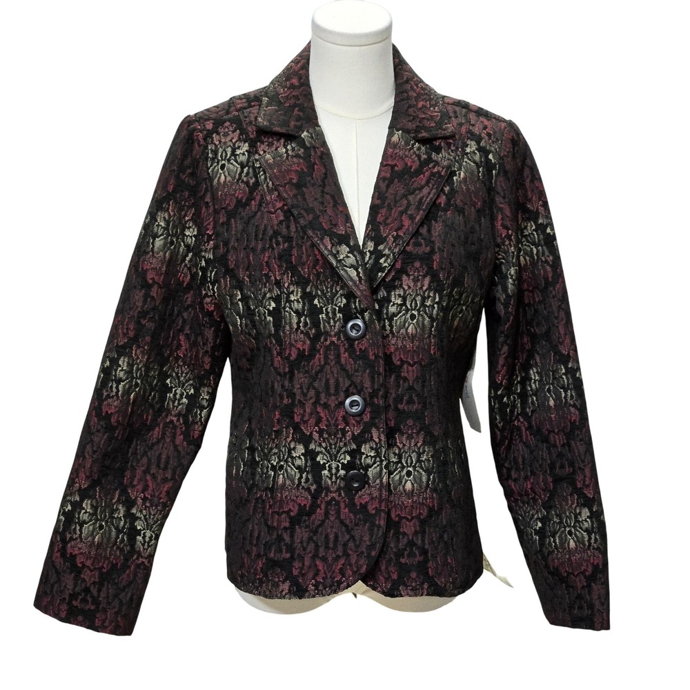 Erin London Blazer Womens Small Brocade Metallic Floral Jacquard‎ Jacket